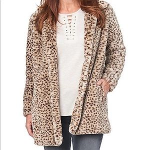 Democracy Brand Leopard Faux Fur Coat Size Large